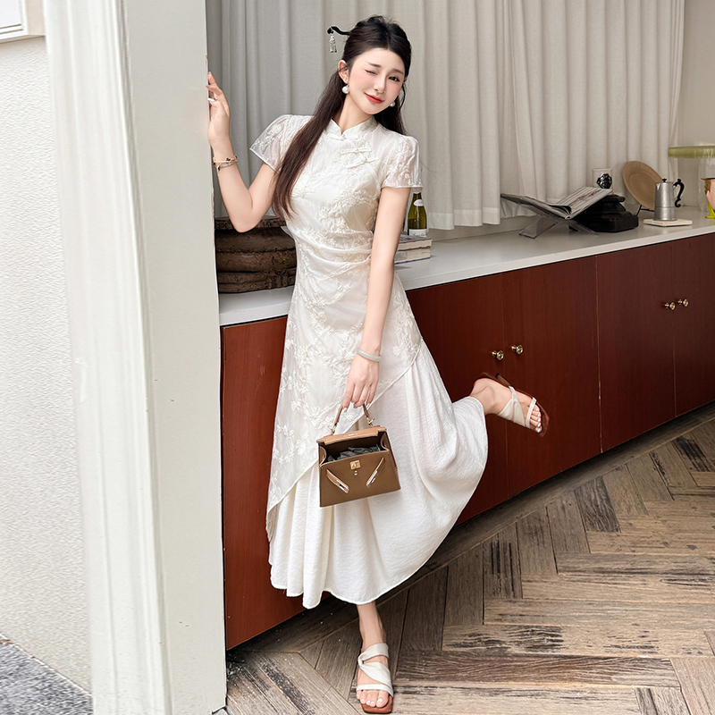 Temperament embroidery dress sweet cheongsam