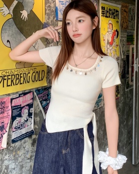 Bohemian style summer tops short sleeve necklace for women