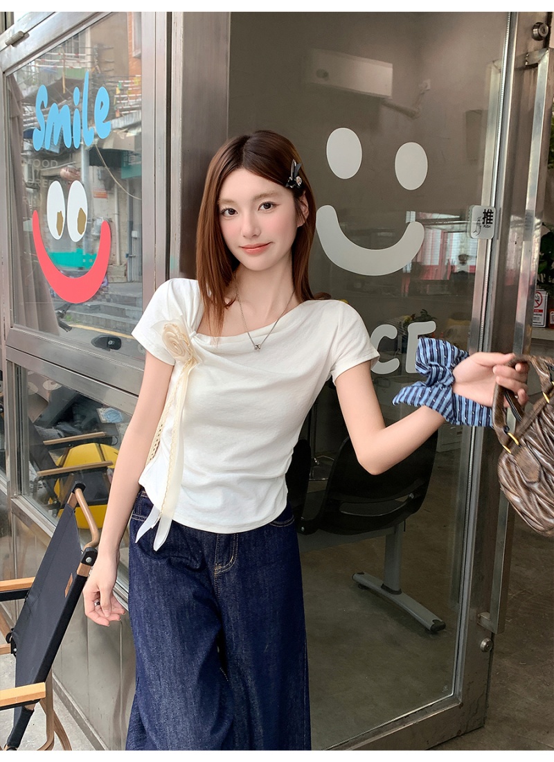 Short spicegirl T-shirt pinched waist tops