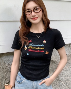 Embroidery spicegirl tops slim summer small shirt