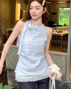 Summer sling tops lace Pseudo-two vest for women