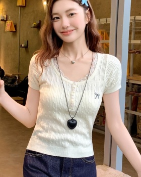 Short short sleeve tops splice summer T-shirt for women
