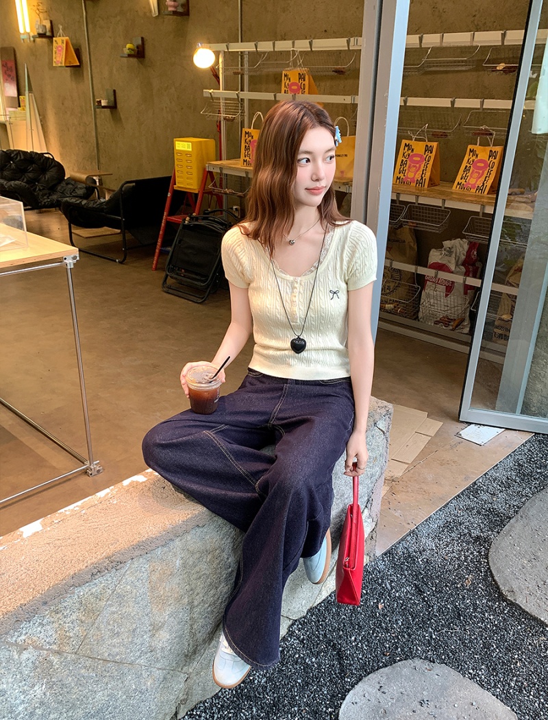 Short short sleeve tops splice summer T-shirt for women