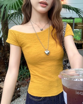 Strapless short T-shirt slim sloping shoulder tops