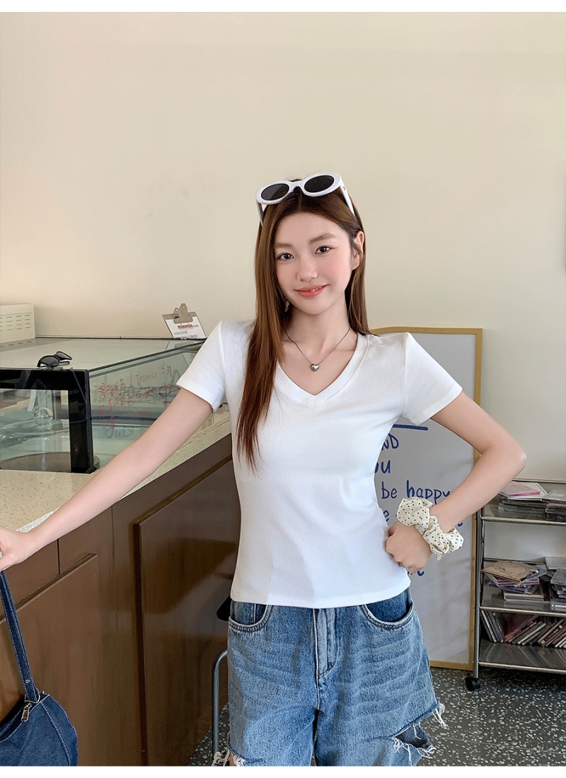 Short pure T-shirt short sleeve tops for women