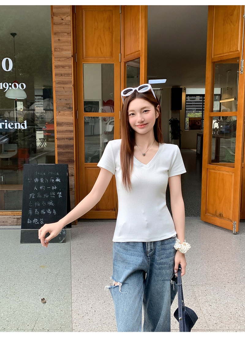 Short pure T-shirt short sleeve tops for women