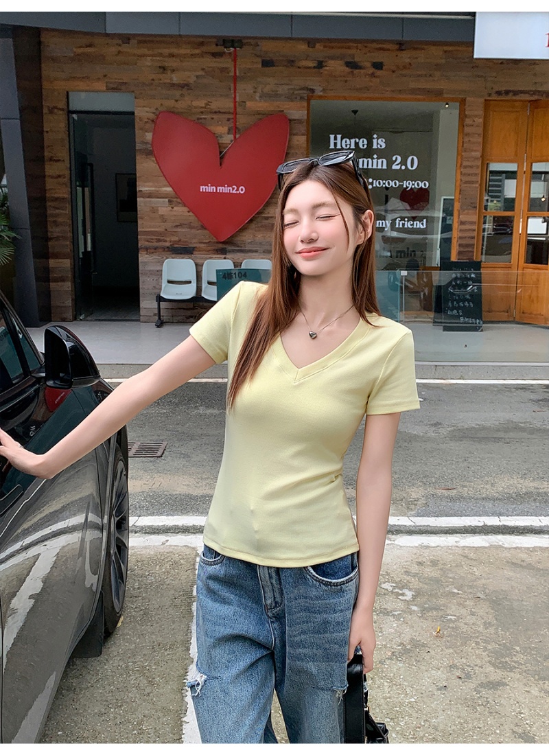 Short pure T-shirt short sleeve tops for women