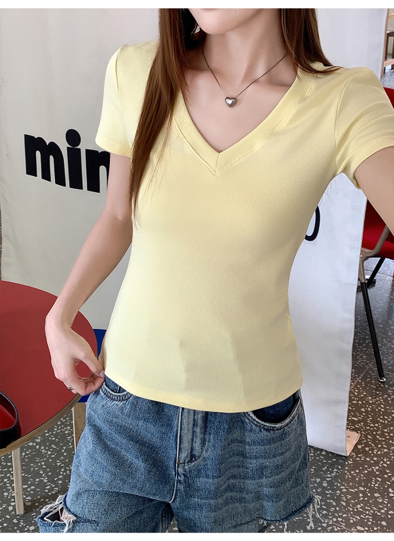 Short pure T-shirt short sleeve tops for women