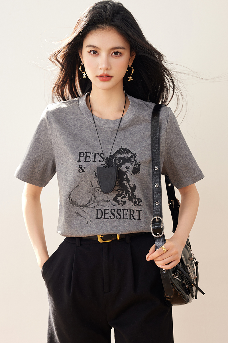 Printing summer T-shirt pure cotton short sleeve tops
