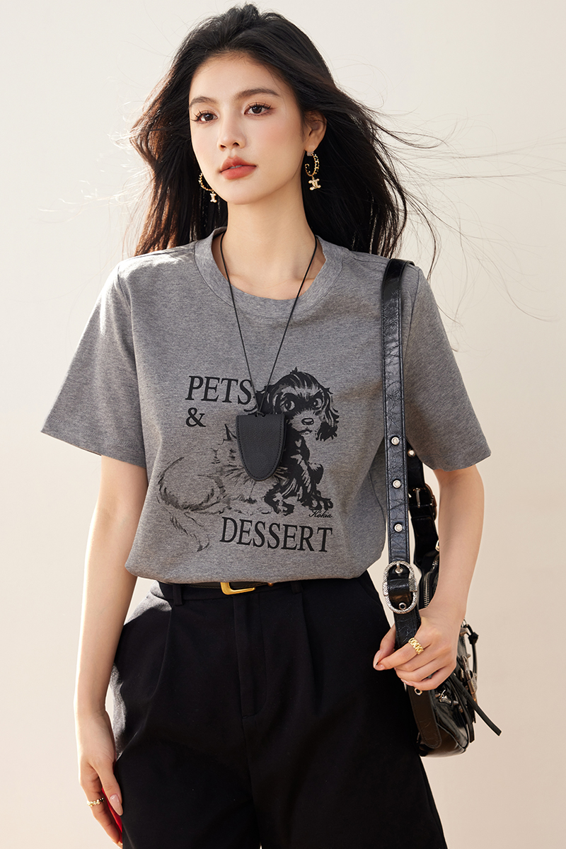 Printing summer T-shirt pure cotton short sleeve tops
