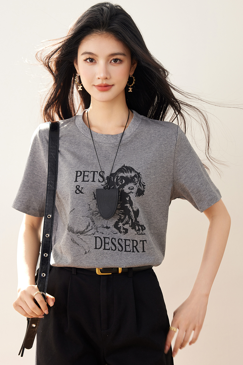 Printing summer T-shirt pure cotton short sleeve tops