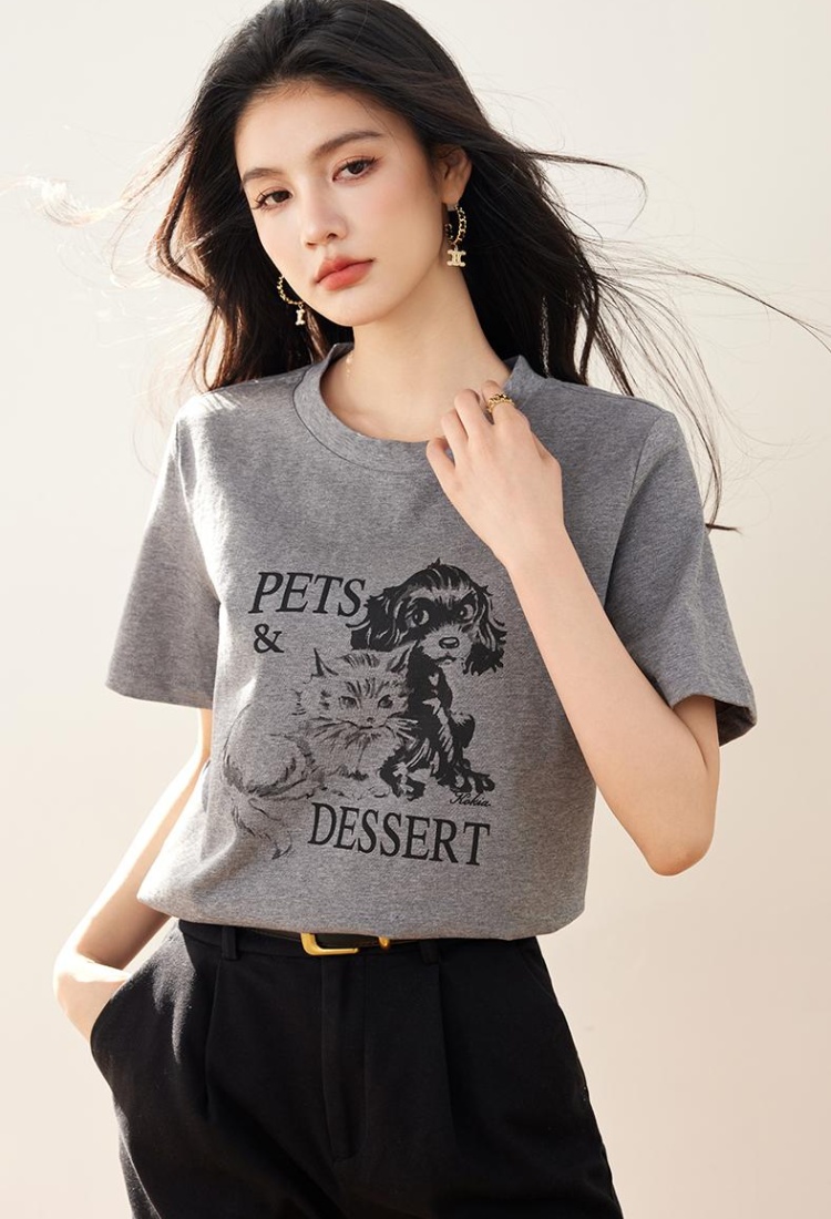 Printing summer T-shirt pure cotton short sleeve tops