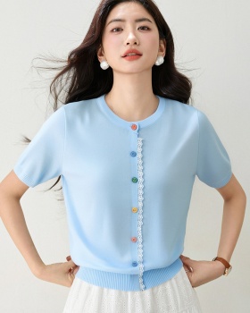 Short sleeve small cardigan knitted tops for women