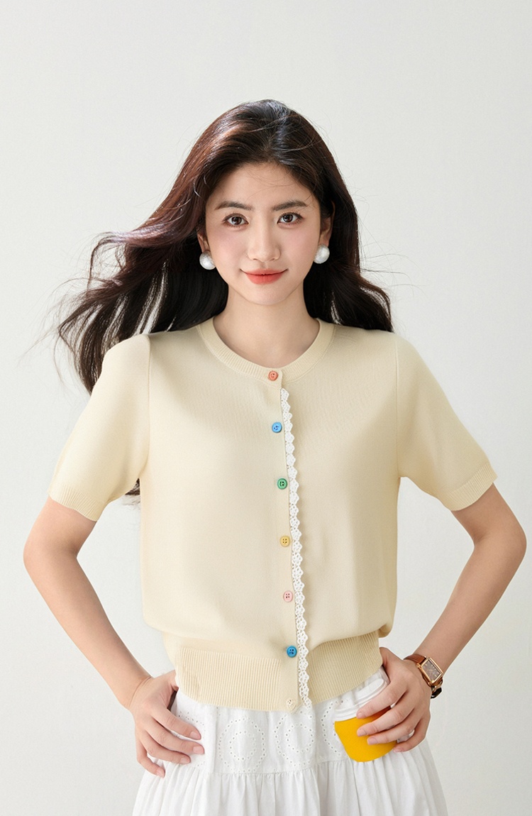 Short sleeve small cardigan knitted tops for women