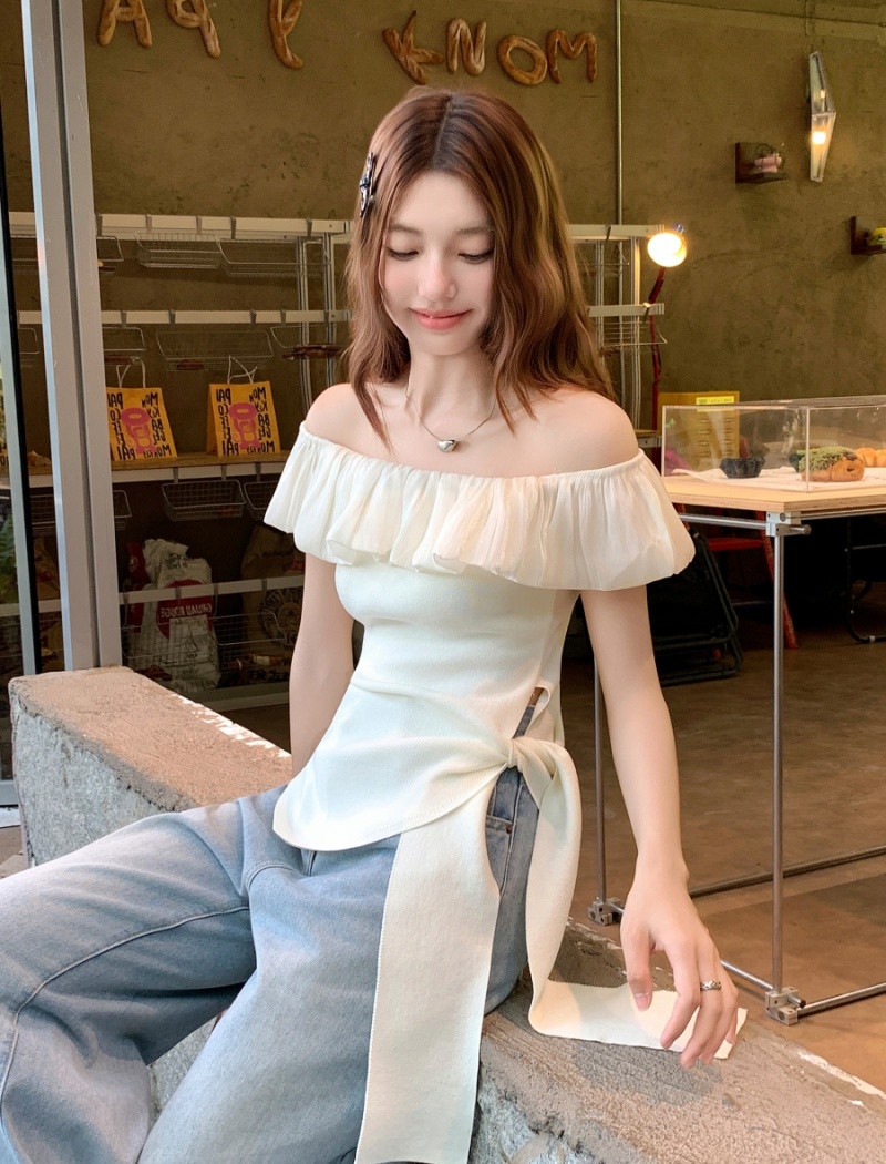 Temperament France style T-shirt slim tops for women