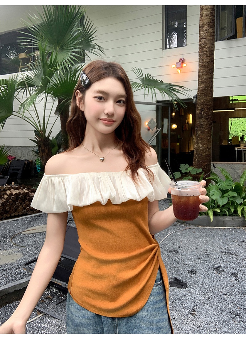 Temperament France style T-shirt slim tops for women