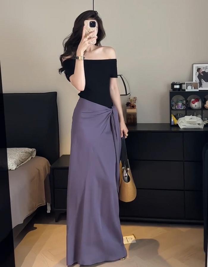 Temperament skirt slim tops a set for women