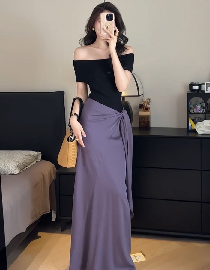 Temperament skirt slim tops a set for women