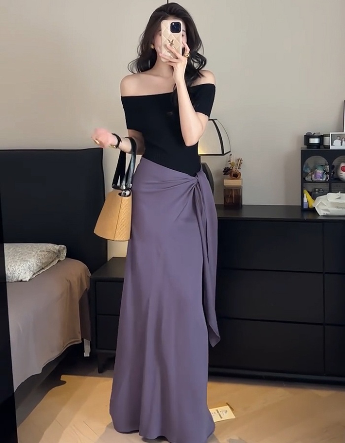Temperament skirt slim tops a set for women