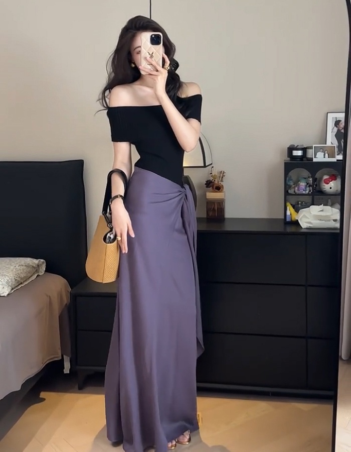 Temperament skirt slim tops a set for women