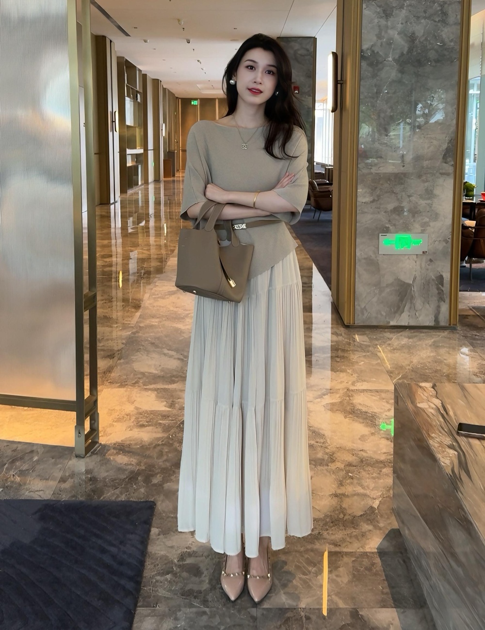 Temperament tender tops commuting skirt 2pcs set for women