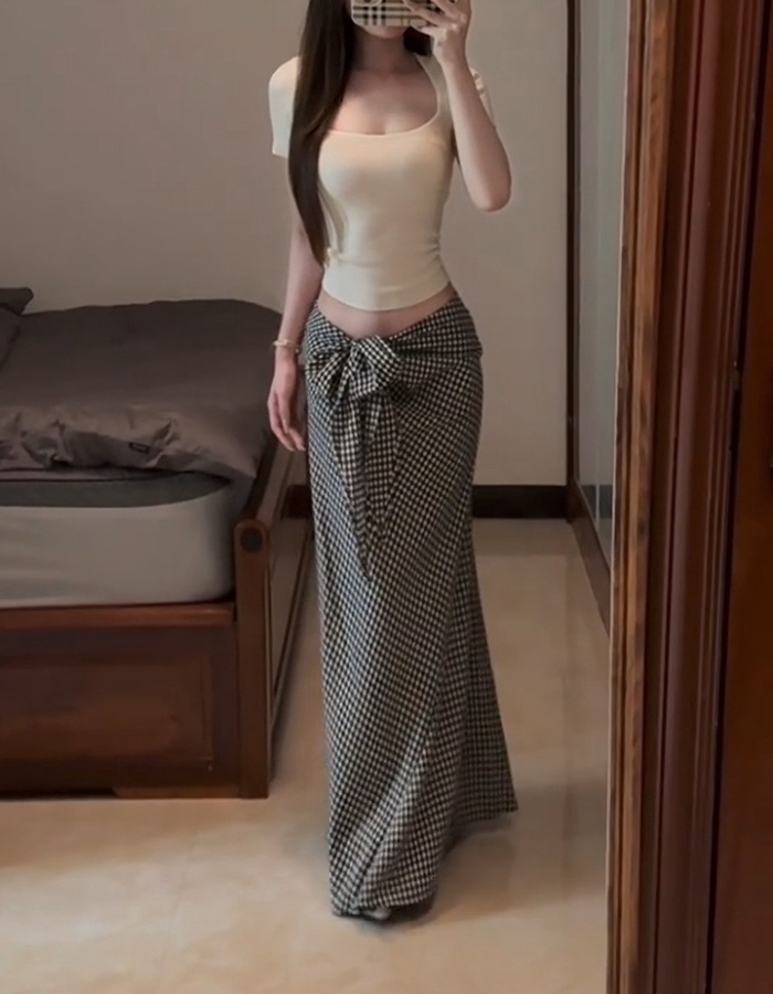 Square collar tops France style skirt a set for women