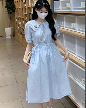 Sweet college style long dress doll collar dress