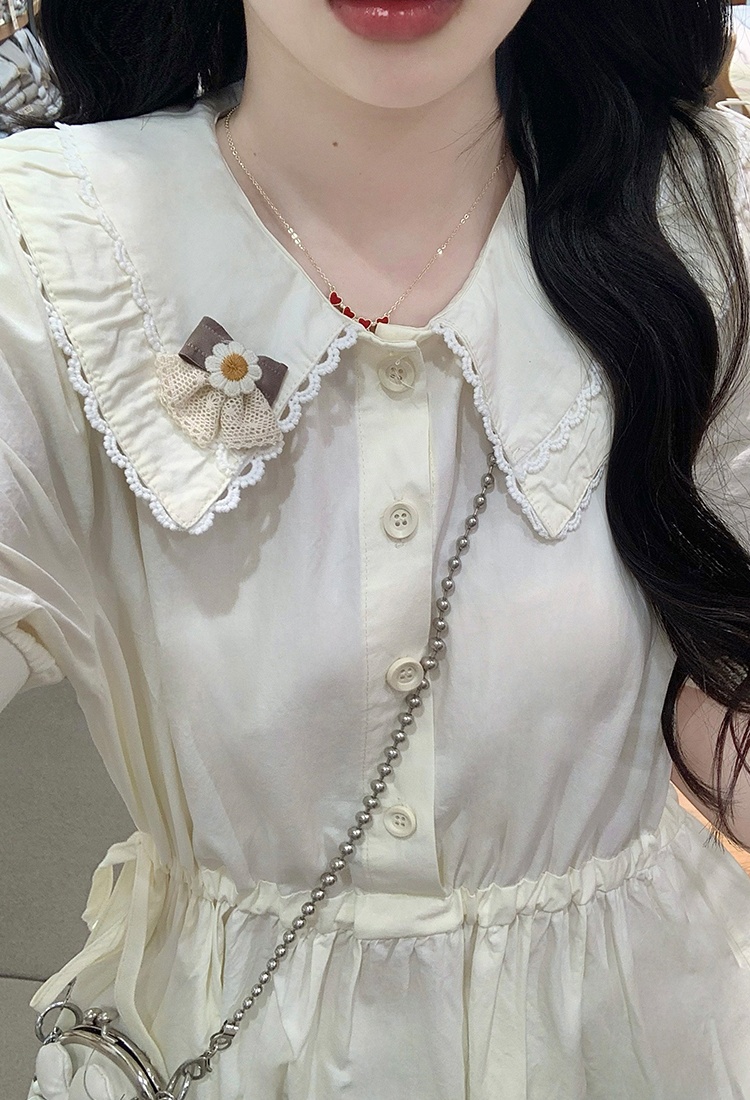 Sweet college style long dress doll collar dress