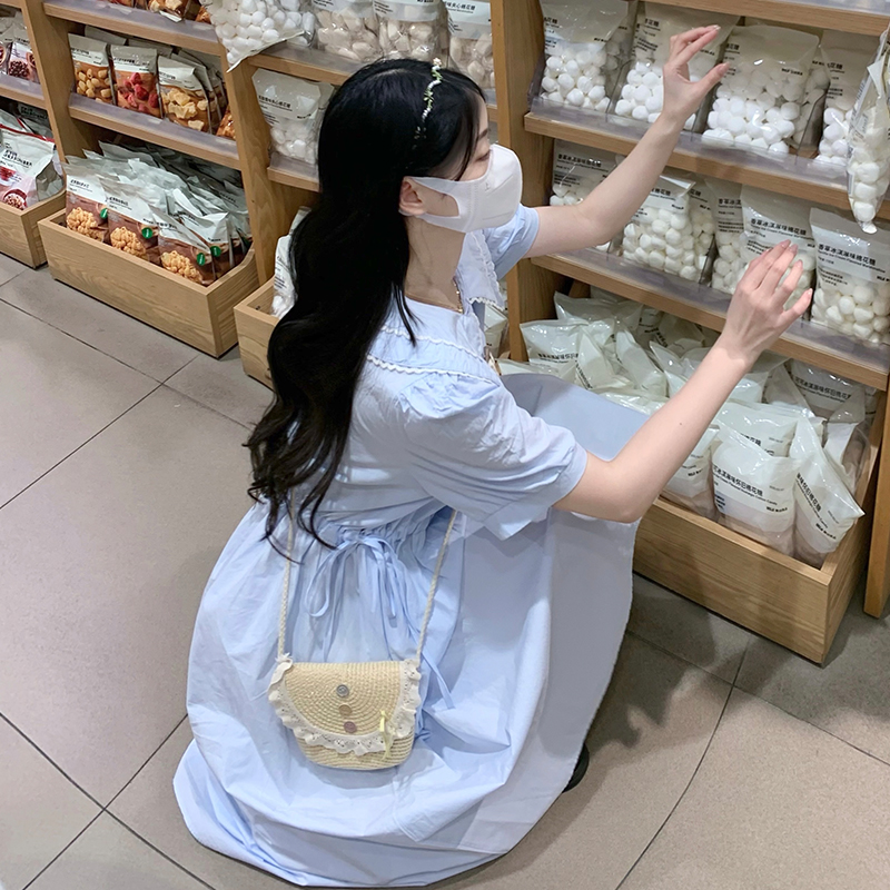 Sweet college style long dress doll collar dress