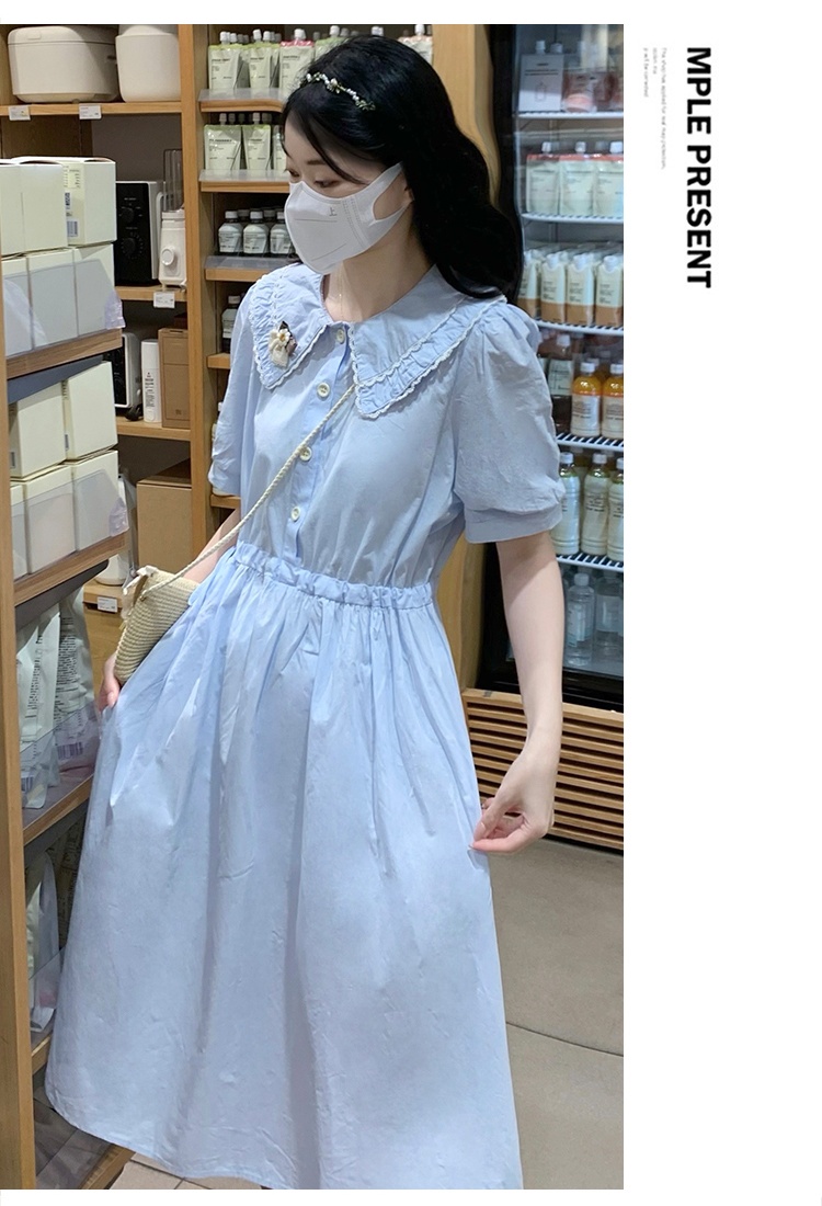 Sweet college style long dress doll collar dress