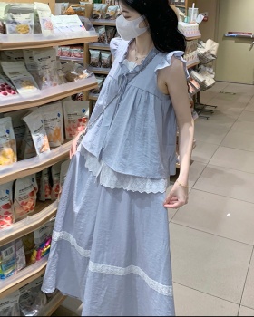 France style Pseudo-two skirt sweet shirt 2pcs set