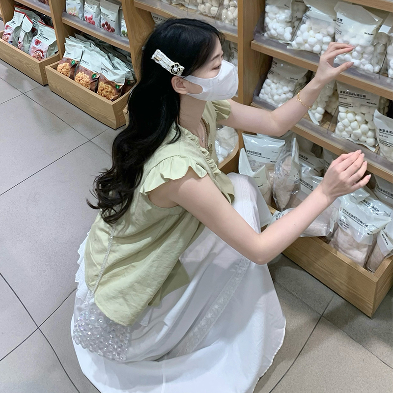 France style Pseudo-two skirt sweet shirt 2pcs set