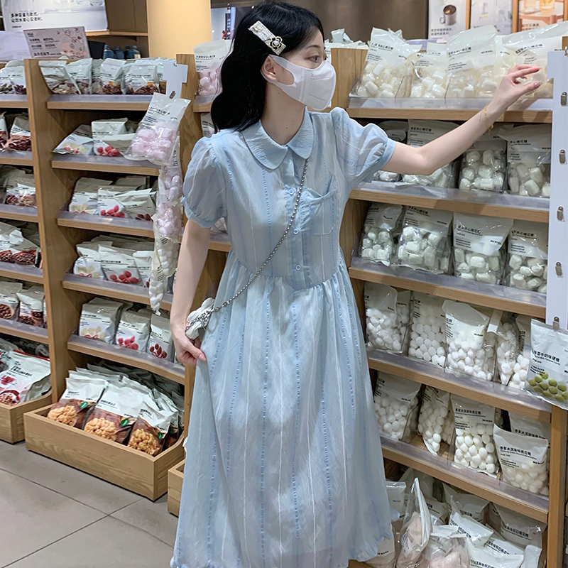 Tender stripe long dress sweet dress for women