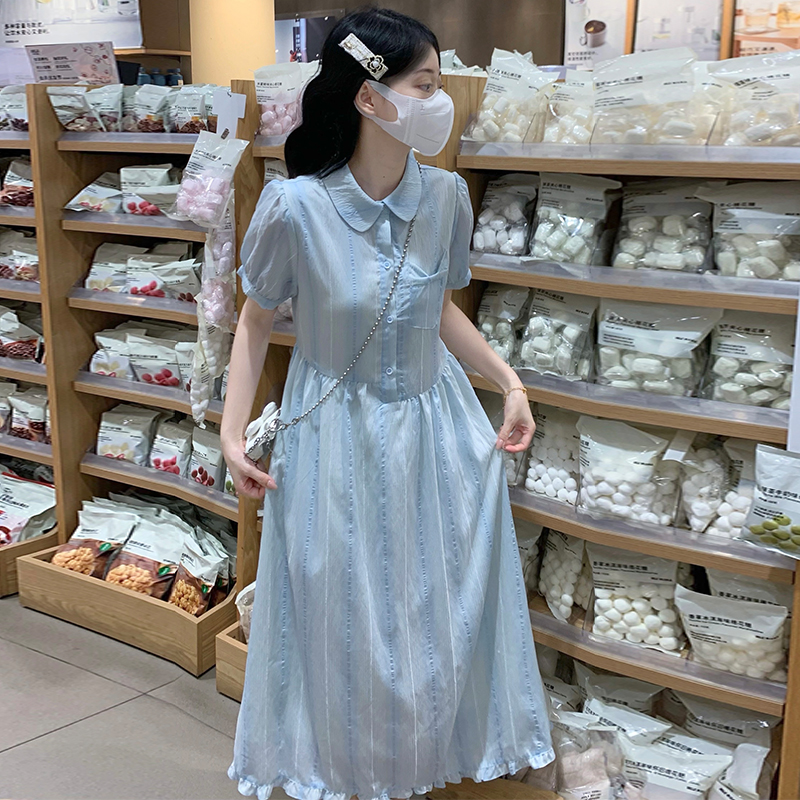 Tender stripe long dress sweet dress for women