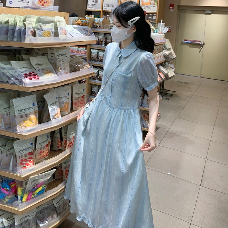 Tender stripe long dress sweet dress for women