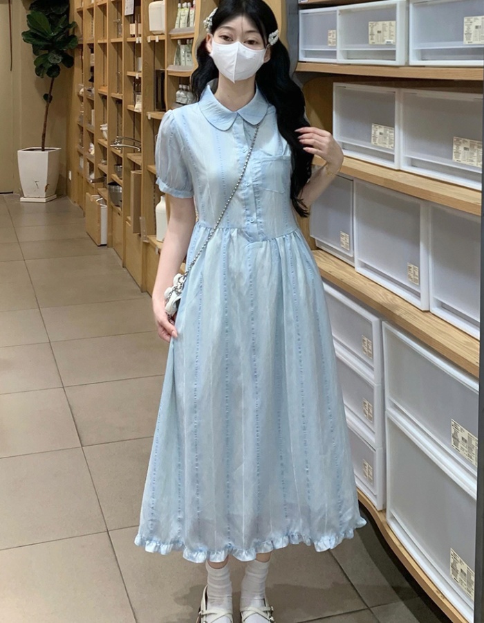 Tender stripe long dress sweet dress for women