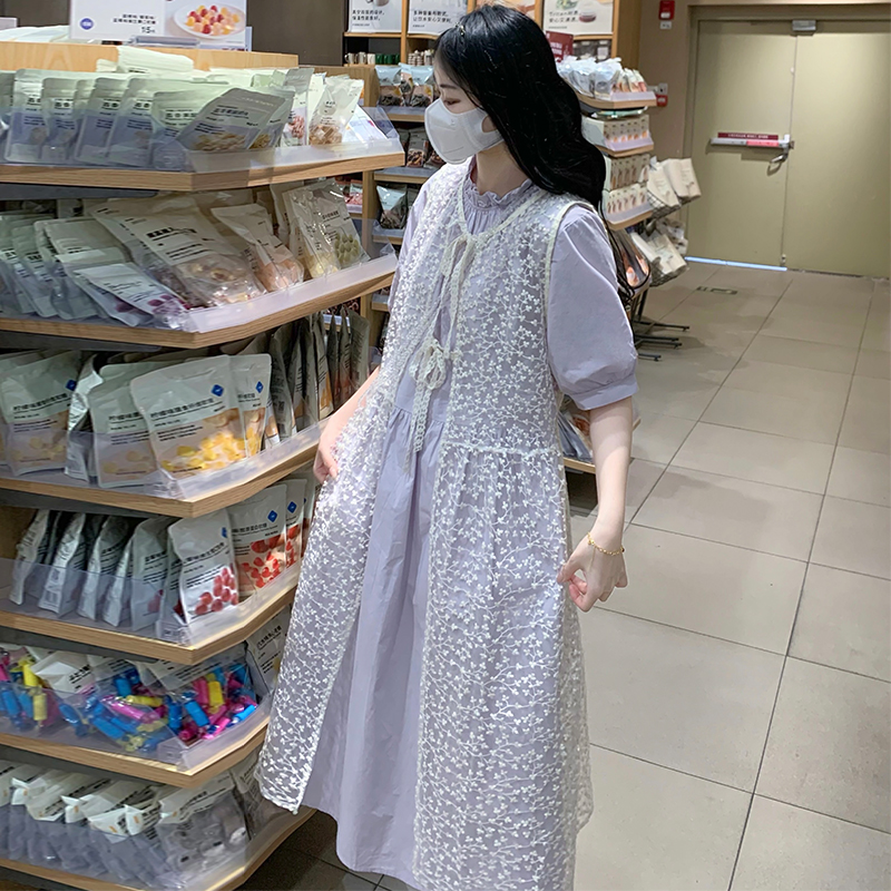 Fashionable Korean style smock art dress a set