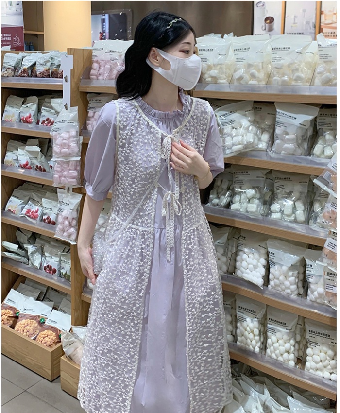 Fashionable Korean style smock art dress a set