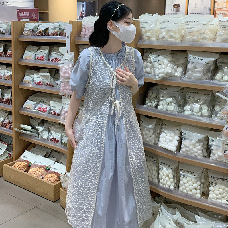 Fashionable Korean style smock art dress a set