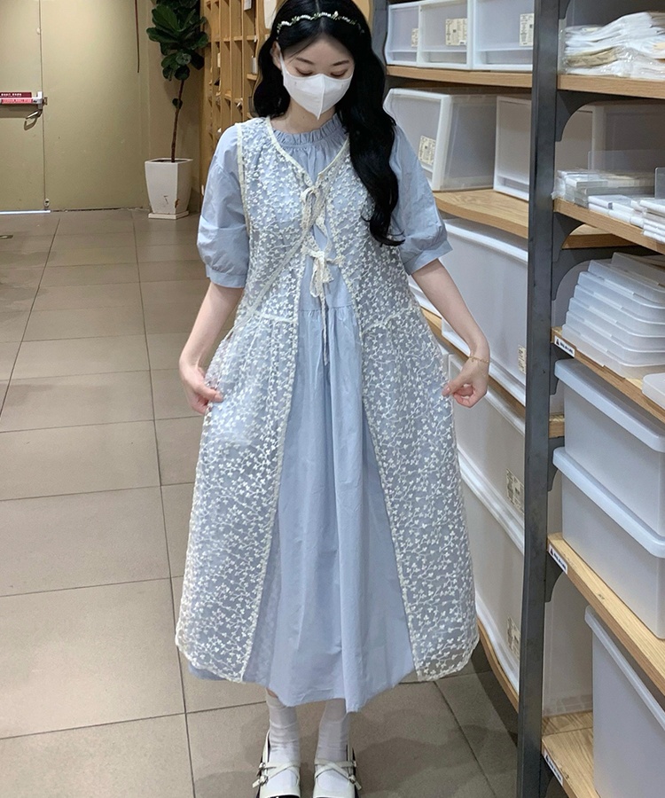 Fashionable Korean style smock art dress a set