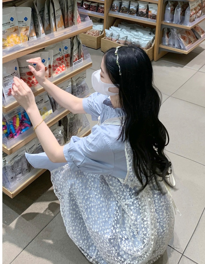 Fashionable Korean style smock art dress a set