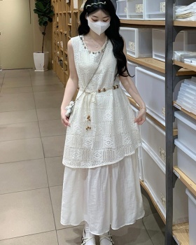 Splice sleeveless sleeveless dress Bohemian style dress