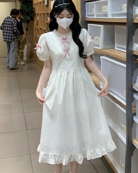 Tender puff sleeve dress summer long dress for women