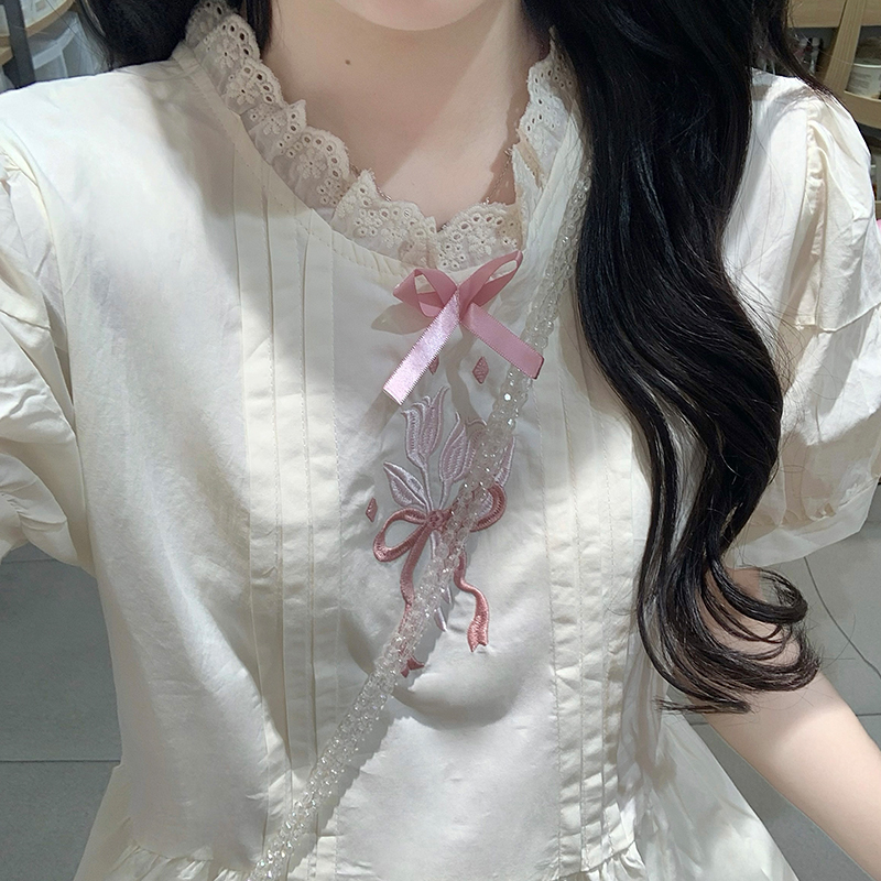 Tender puff sleeve dress summer long dress for women