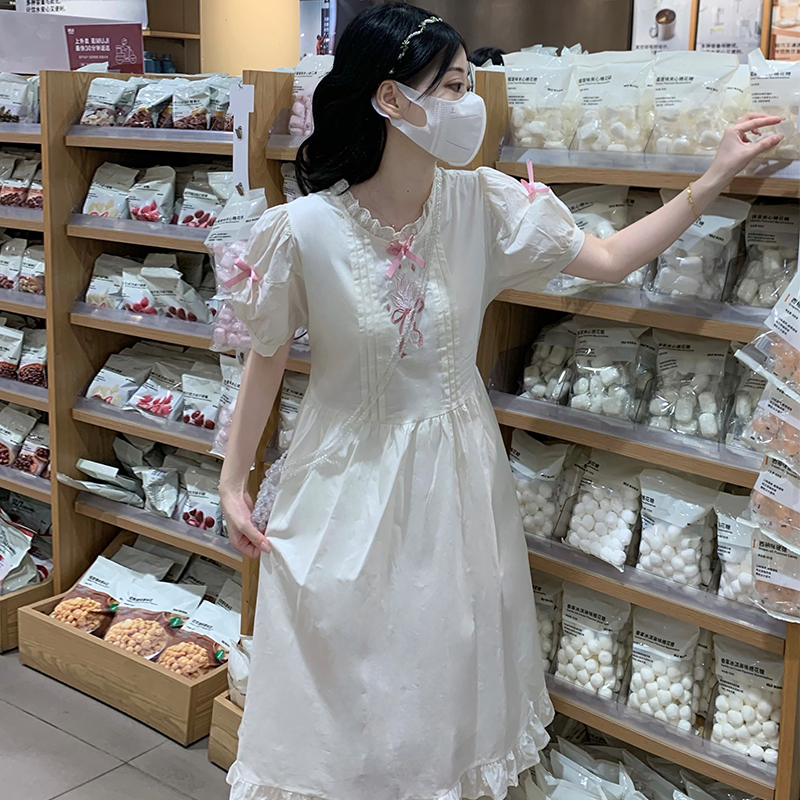 Tender puff sleeve dress summer long dress for women