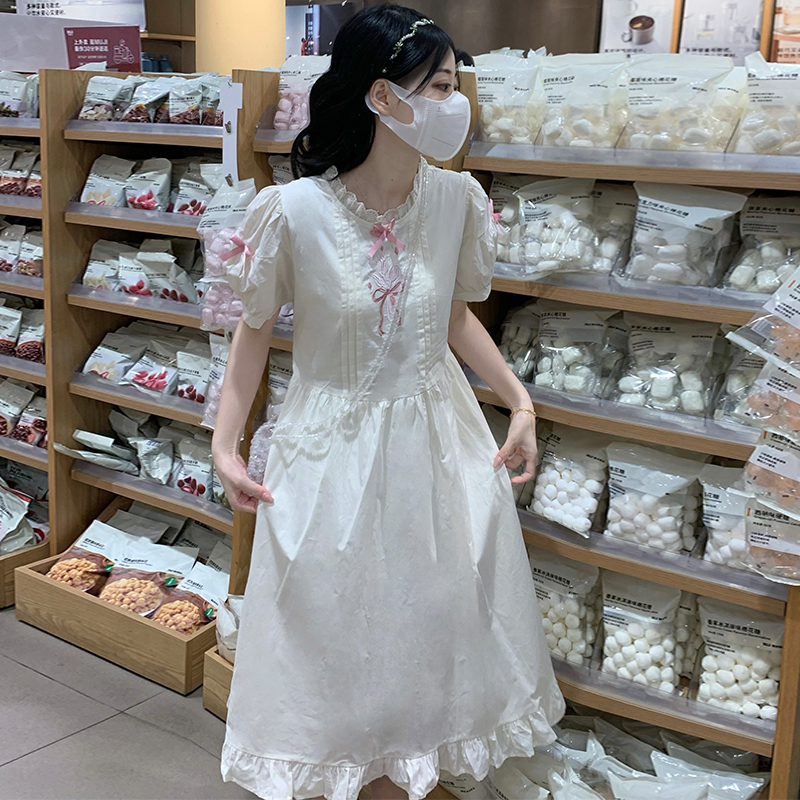 Tender puff sleeve dress summer long dress for women