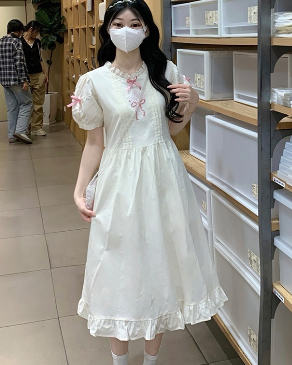 Tender puff sleeve dress summer long dress for women