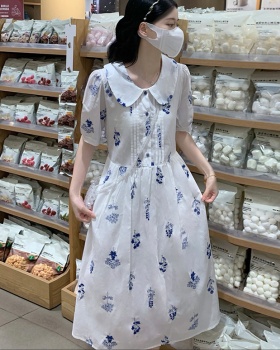 Summer slim long dress white short sleeve dress
