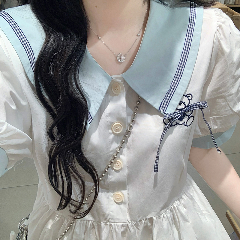 College style loose sweet pinched waist dress