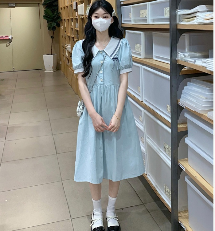 College style loose sweet pinched waist dress